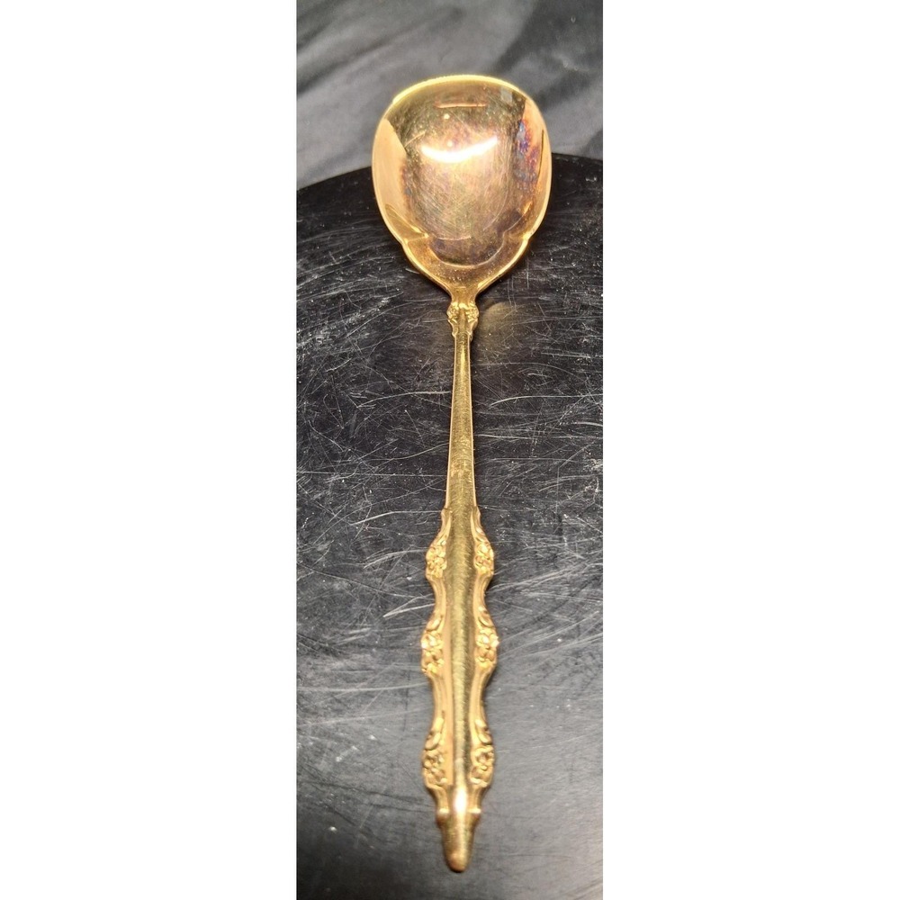 International Deepsilver Countess Gold Electroplated Sugar Spoon 6 Inch Vintage